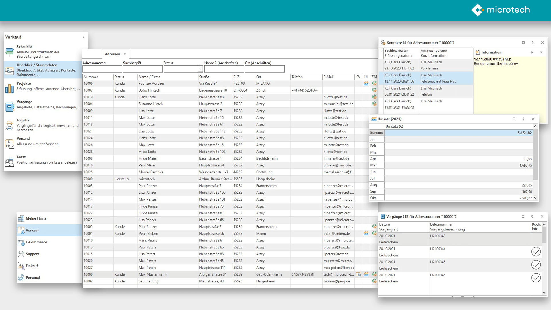 screenshot of microtech ERP